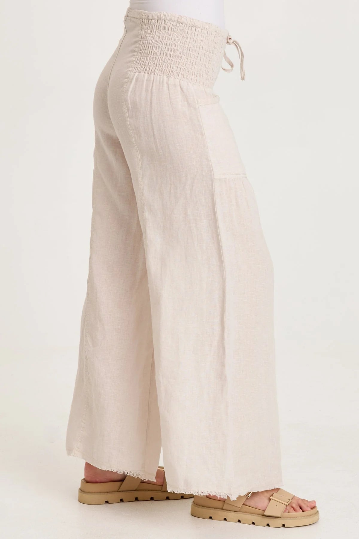 Ruched-Waist Coastal Trouser