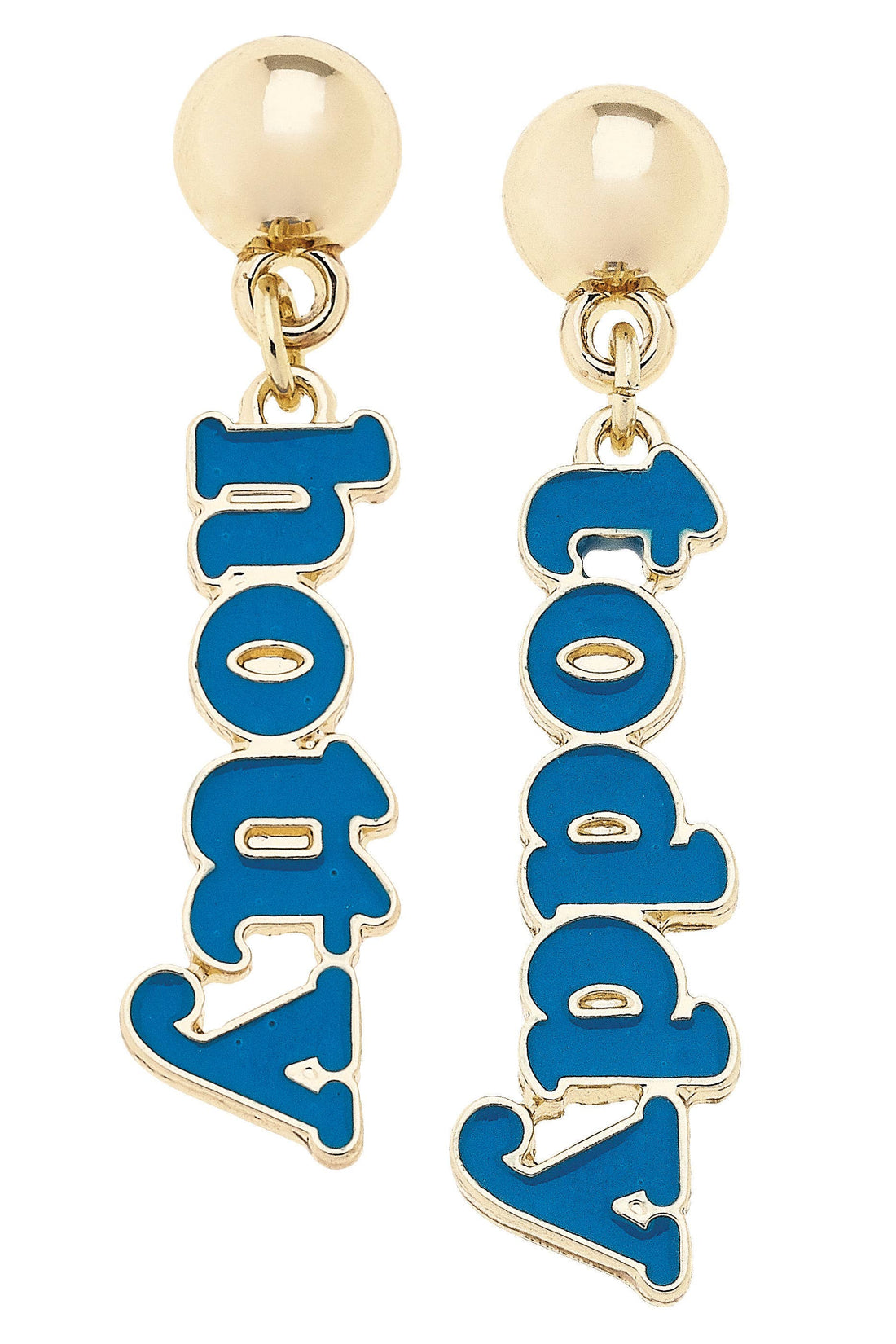 Ole Miss Rebels Slogan Earrings in Blue/Shiny Gold