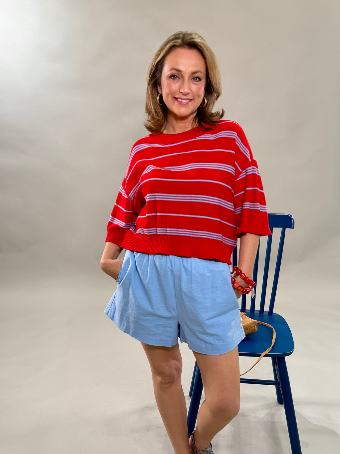 Powder Blue Linen Shorts