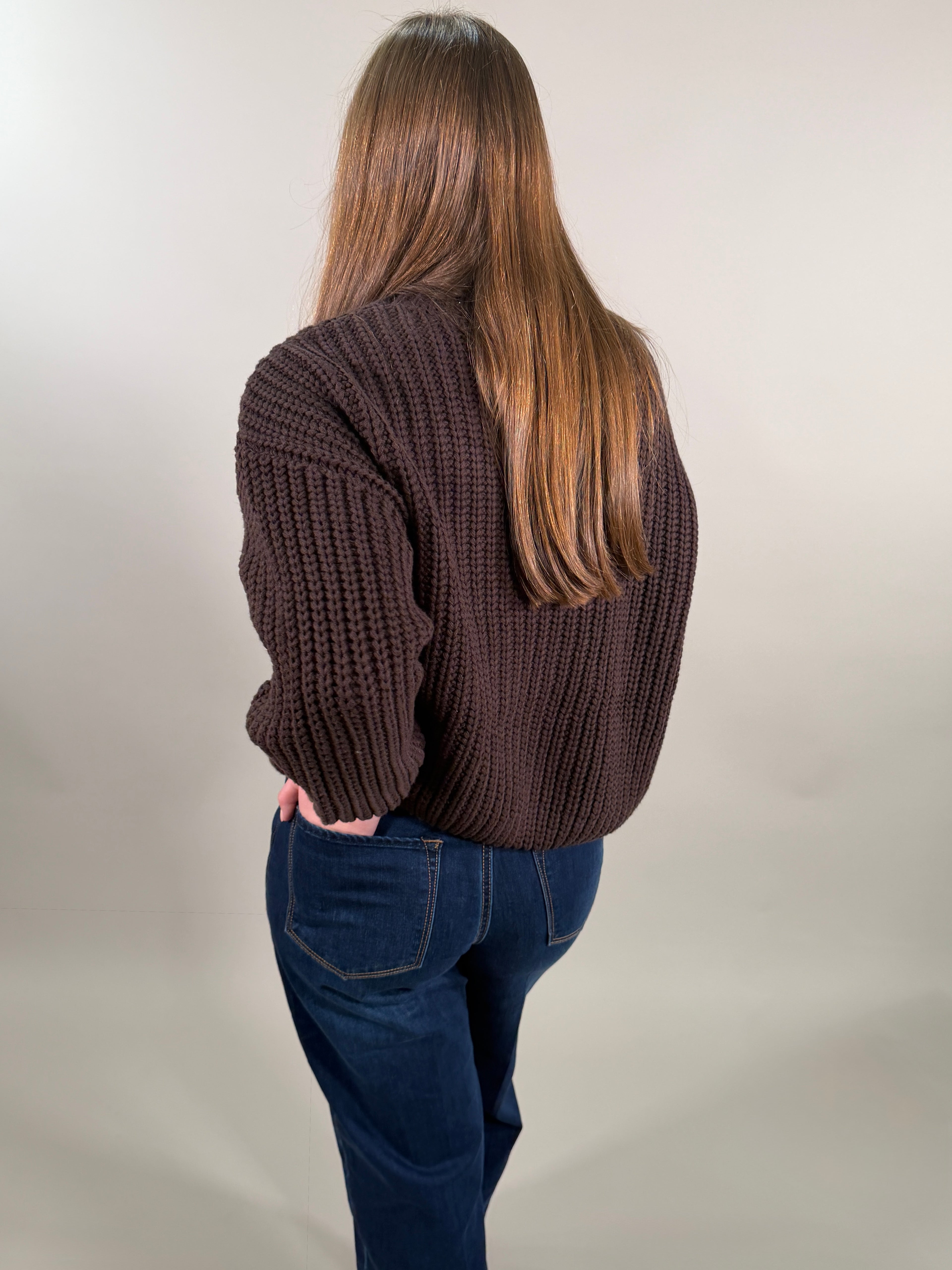 Chunky Cable Knit Brown Sweater