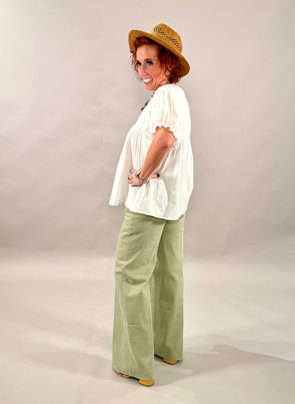 Breathable Embroidered Monochrome Blouse