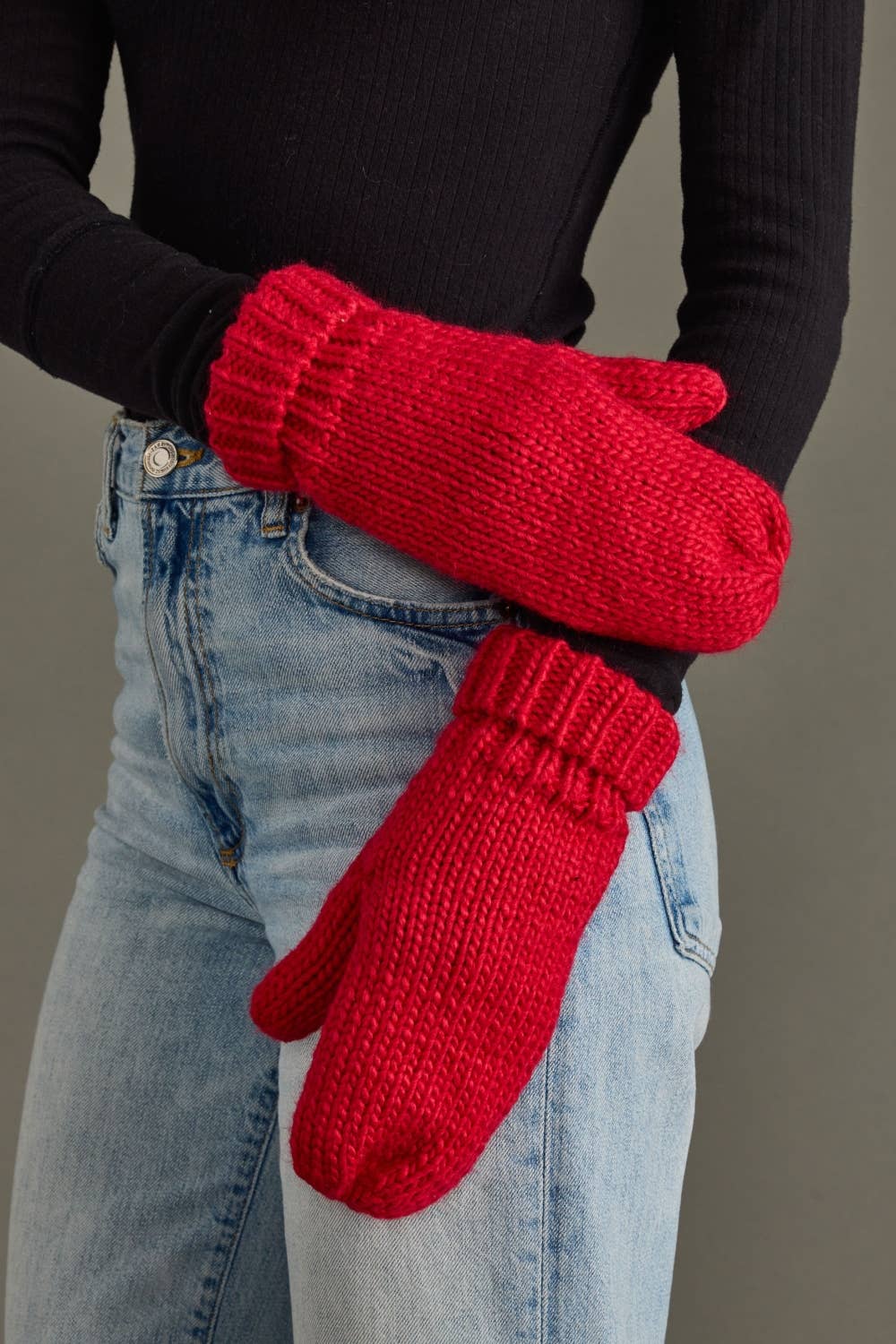 Classic Red Cuffed Mittens
