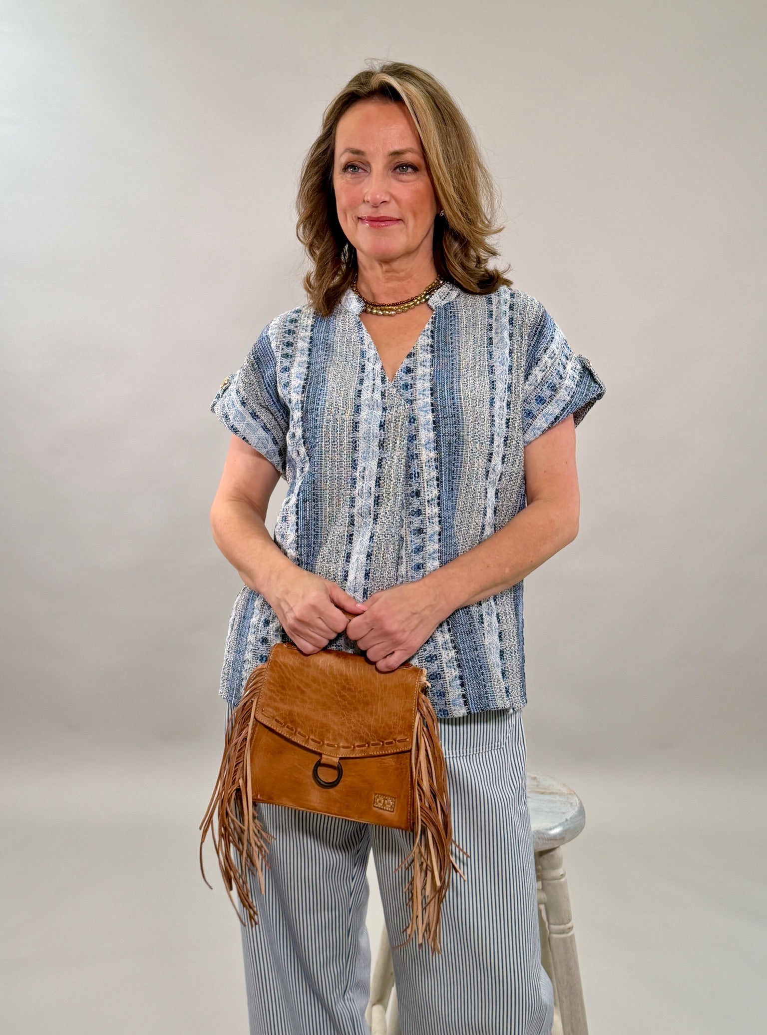 Structured Tweed Statement Top