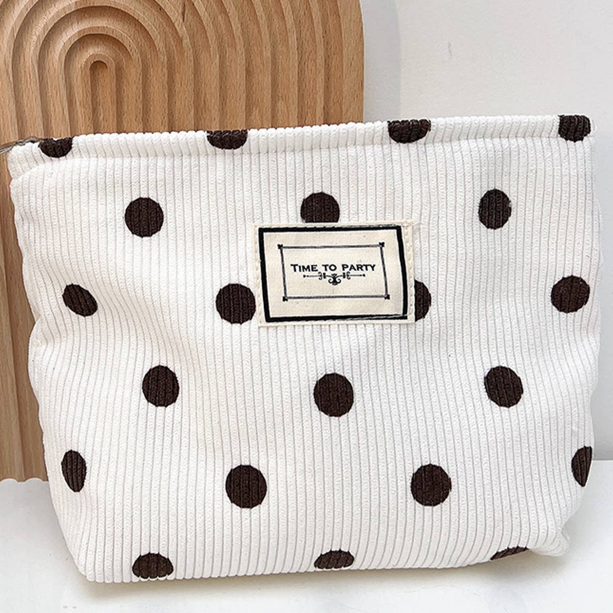 Playful Polka Dot Corduroy Pouch