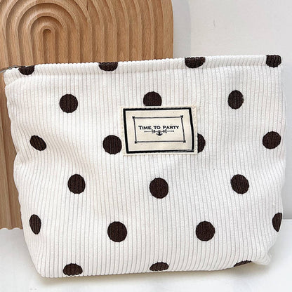 Playful Polka Dot Corduroy Pouch