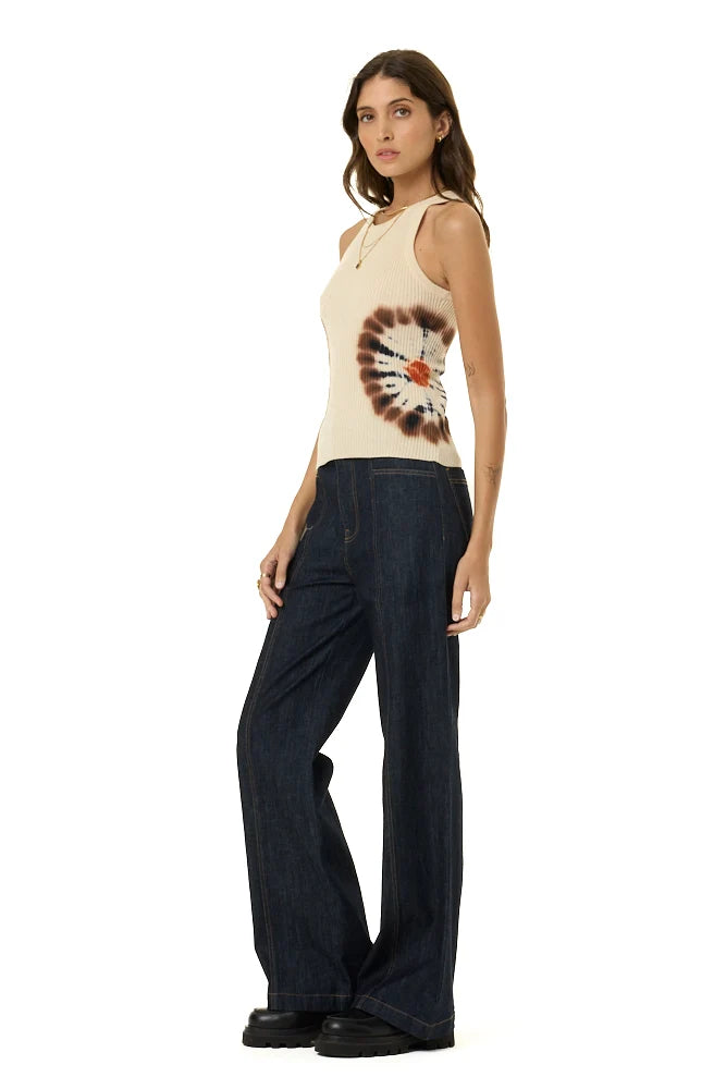 Dark Denim Fitted Straight Leg Pant