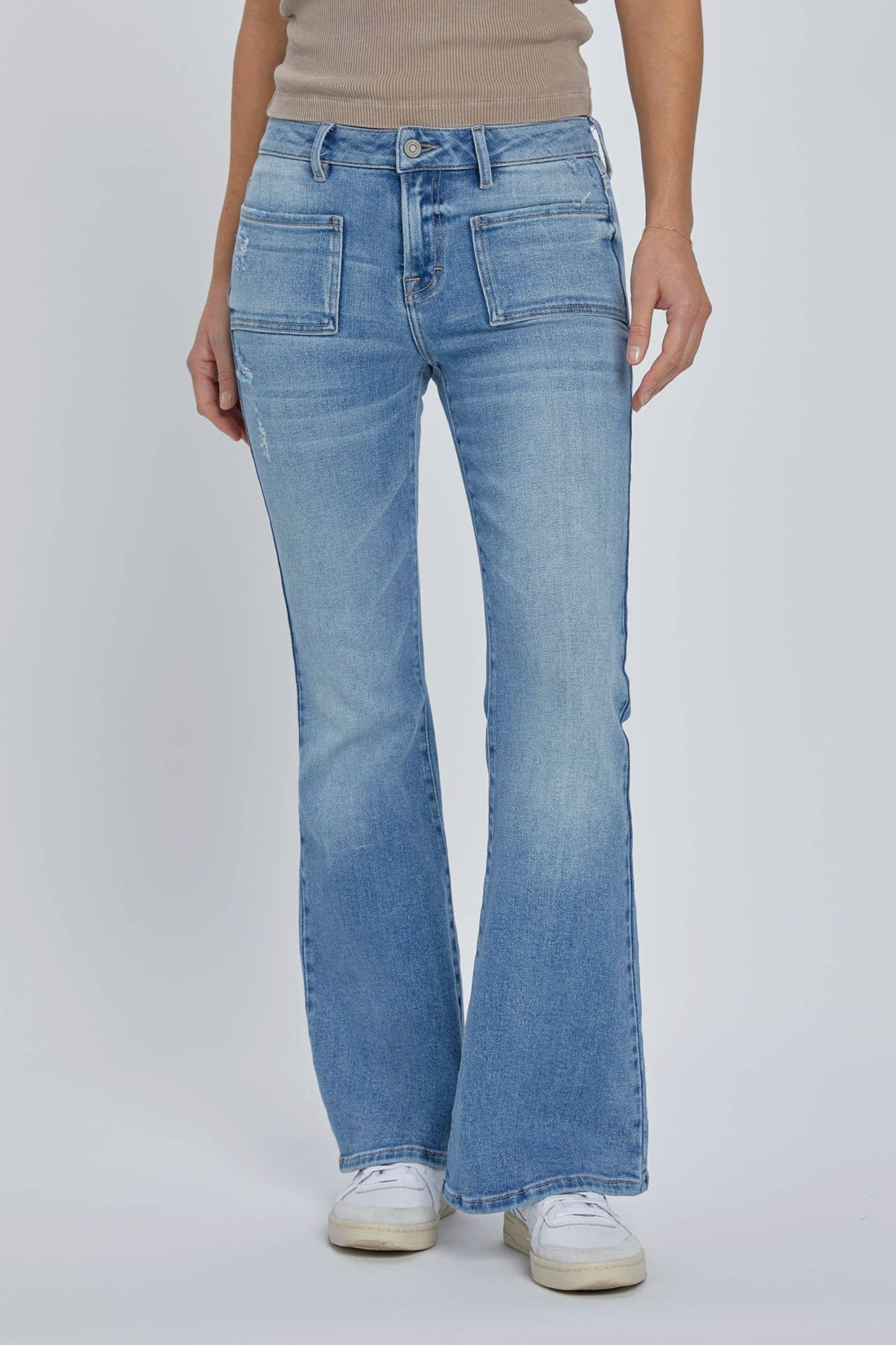 Mid Rise 31&quot; Inseam Front Pocket Flare