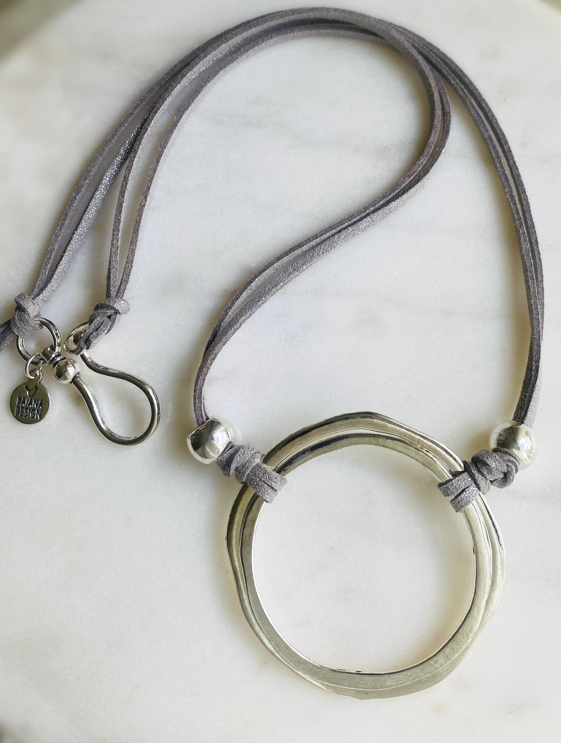 Double Silver Sphere Necklace 