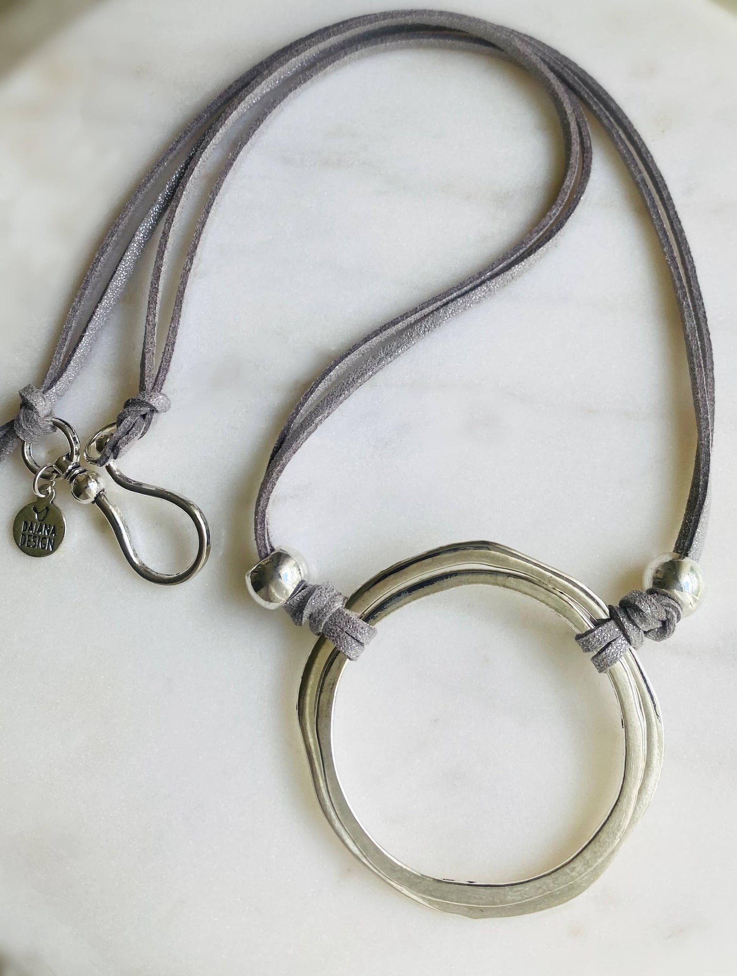 Double Silver Sphere Necklace 