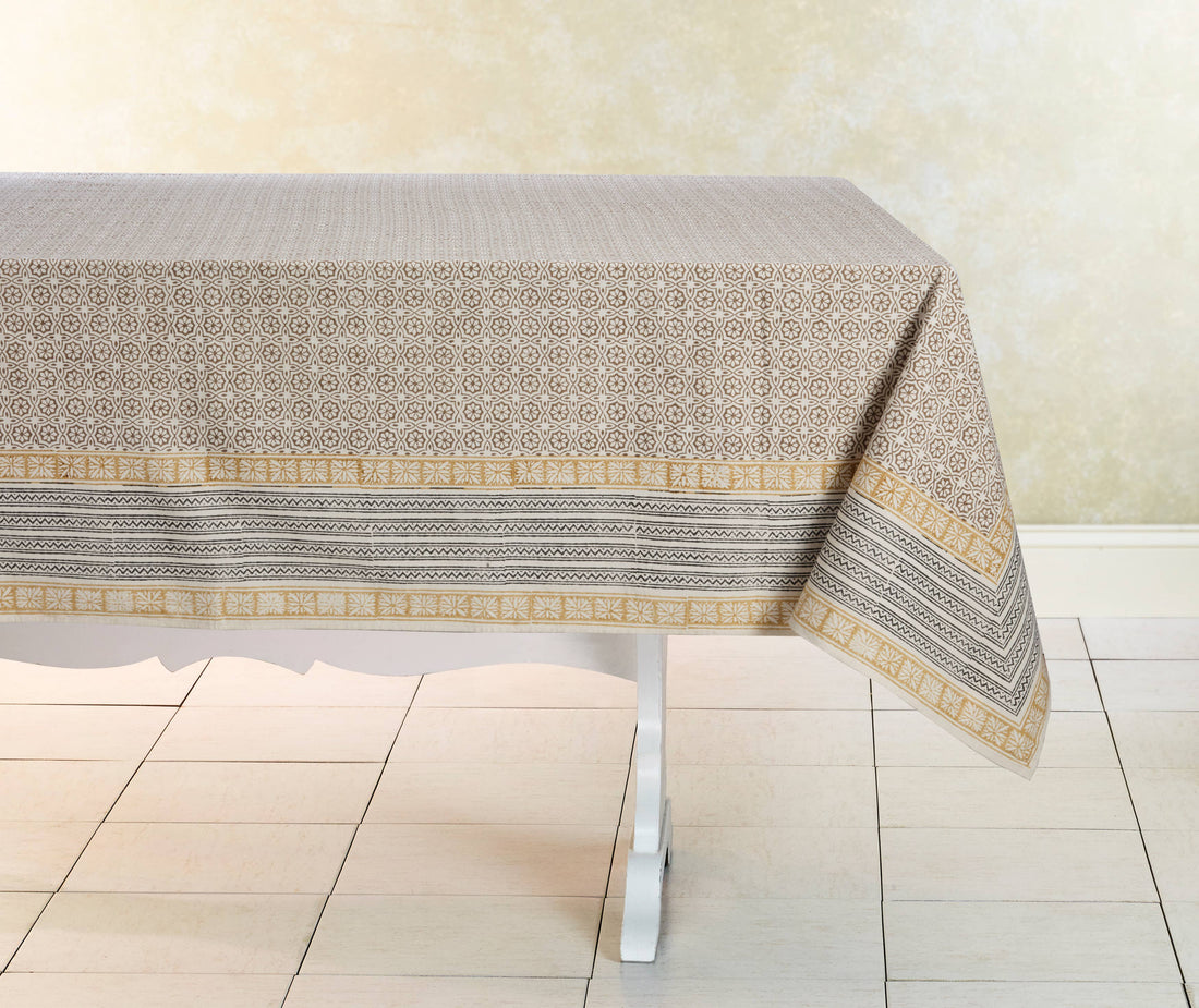 Delight Vista Tablecloth, Hand Block Printed Cotton