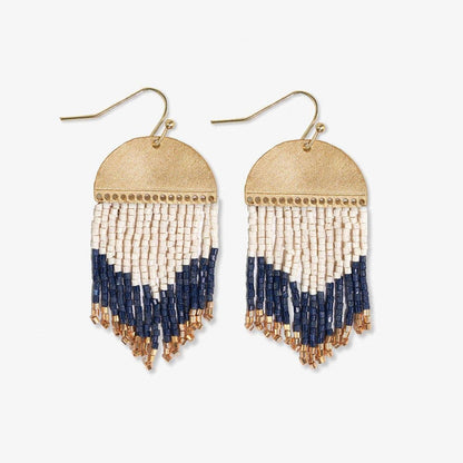 Claudia Curved Pattern Short Beaded Fringe Earrings