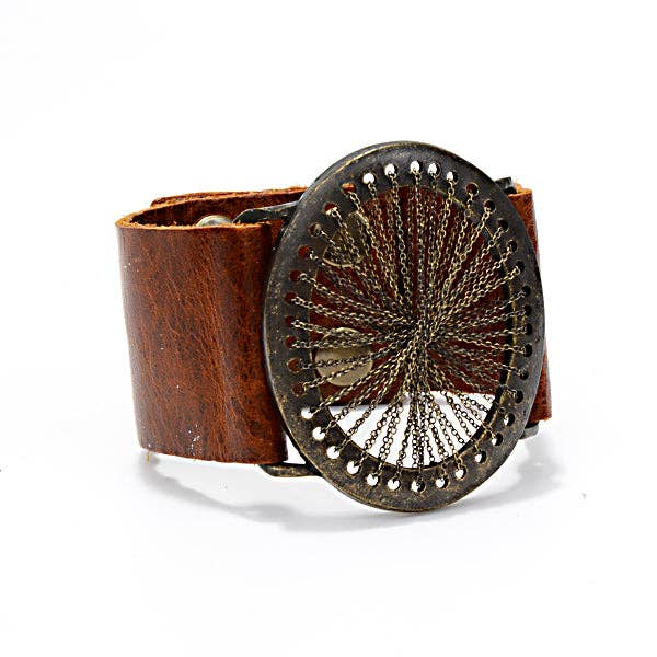 Chain Web Leather Bracelet