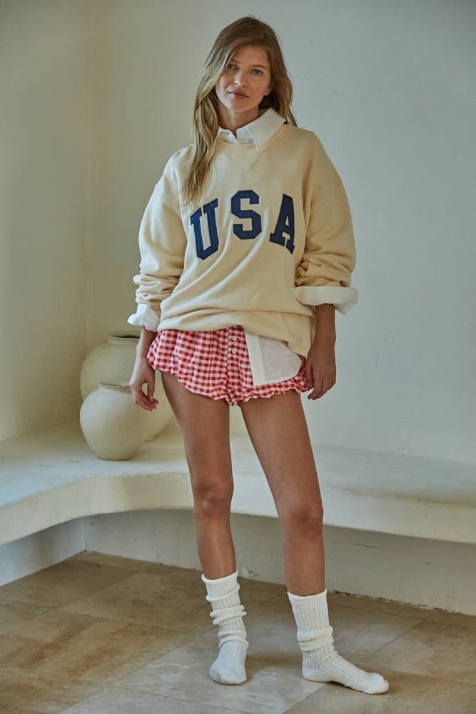 Knit 100% Cotton French Terry Crew Neck USA Pullover