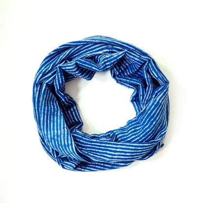 Scarf/shawl - Indigo Blue Beach Life Stripe Block Printed
