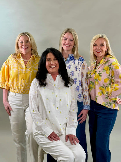 Lemon Embroidered Linen Shirt