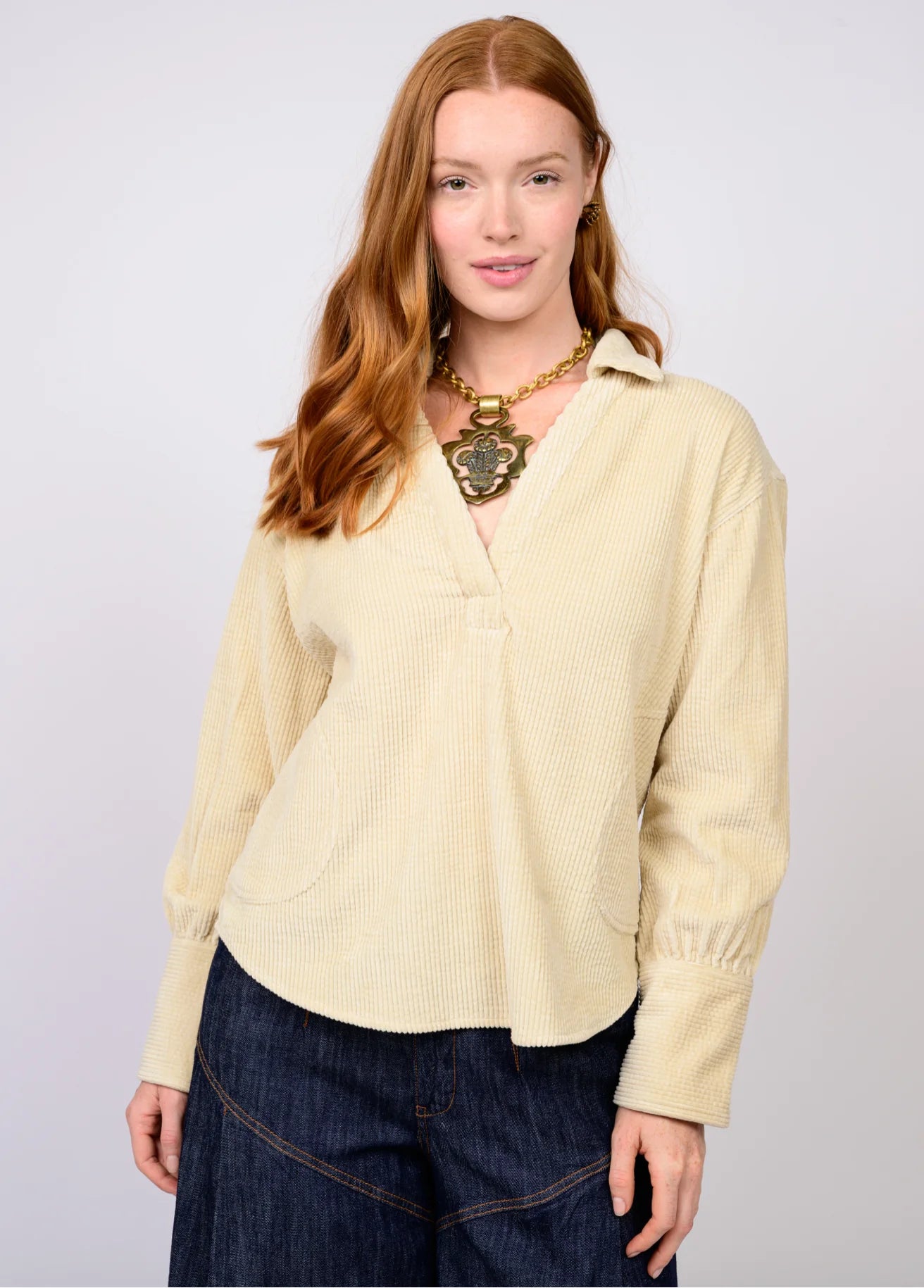 Ivy Jane Cream Corduroy Popover