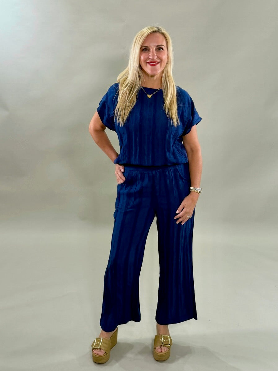 Midnight Ribbed Pull-On Pants