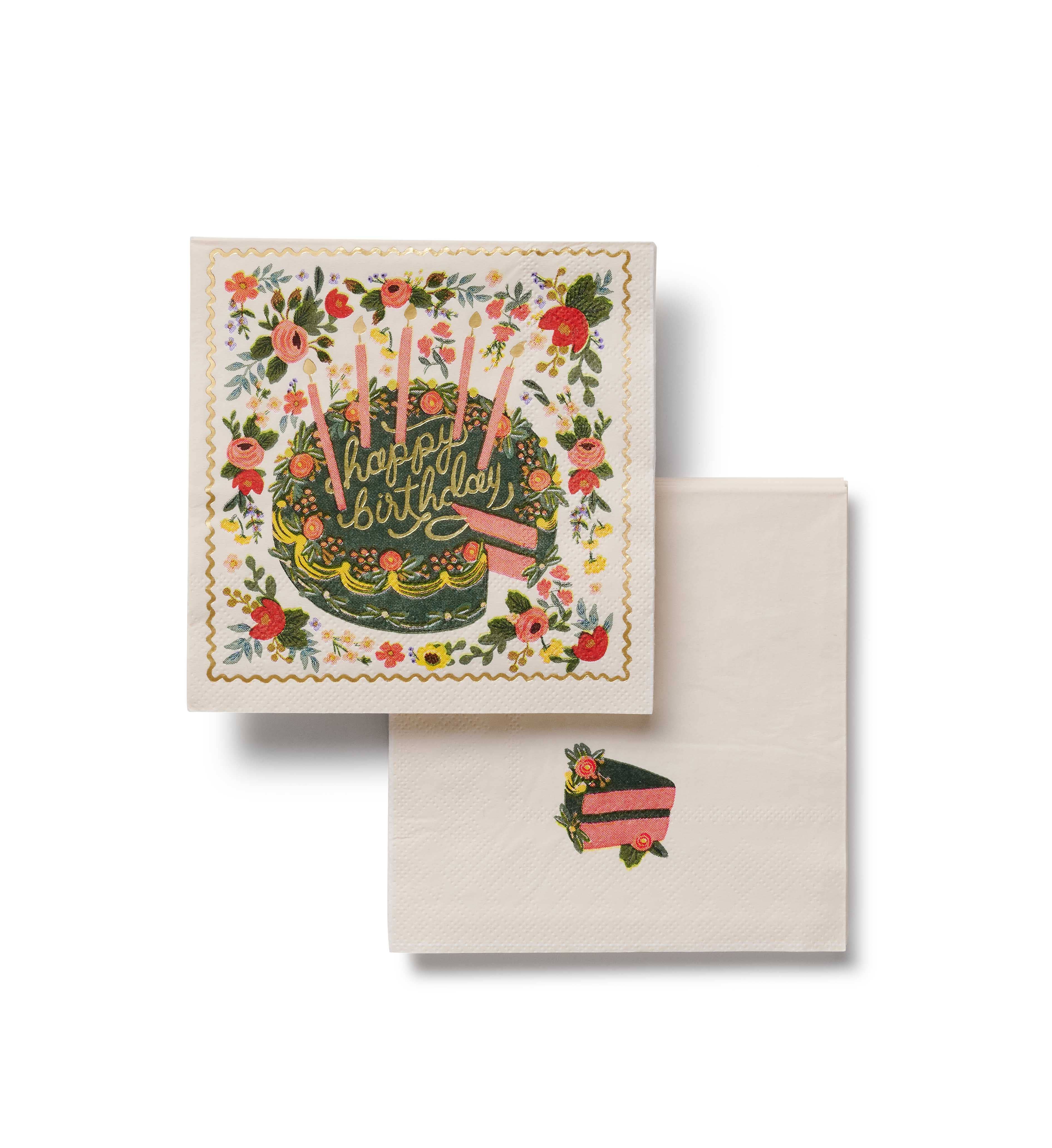 Floral Cake Cocktail Napkins