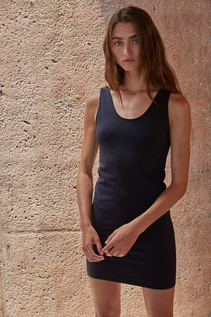 Solid Seamless U&amp;V-neck Reversible Tunic Dress