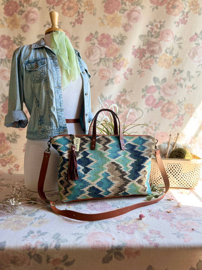 Blue Printed Handbag