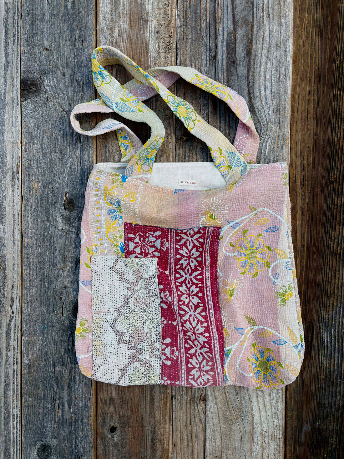 Vintage Floral Kantha Tote