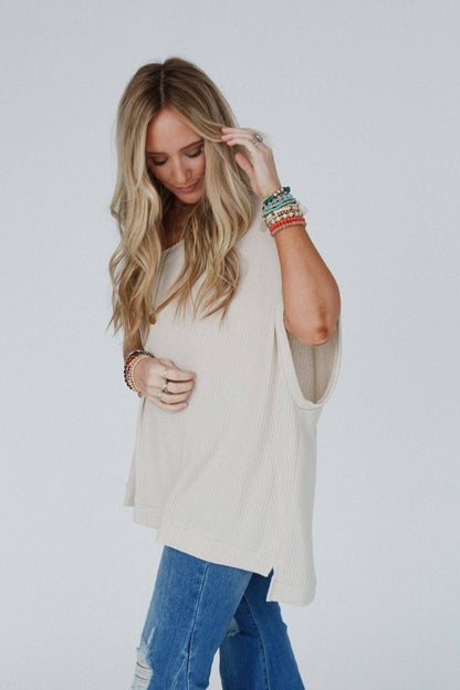 Oversized Ribbed Knit Top