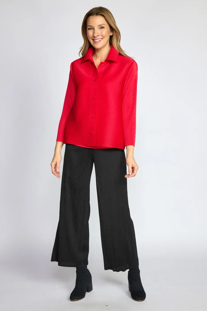 Micro-Pleated Button-Down Shirt