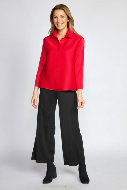 Micro-Pleated Button-Down Shirt