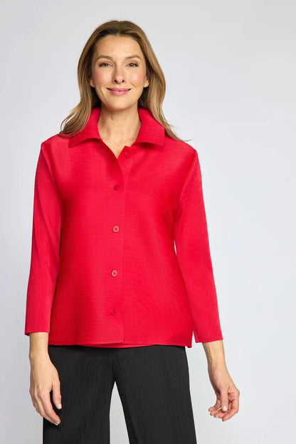 Micro-Pleated Button-Down Shirt