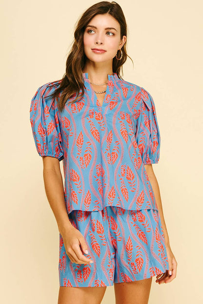 Botanical Print Blouse Top