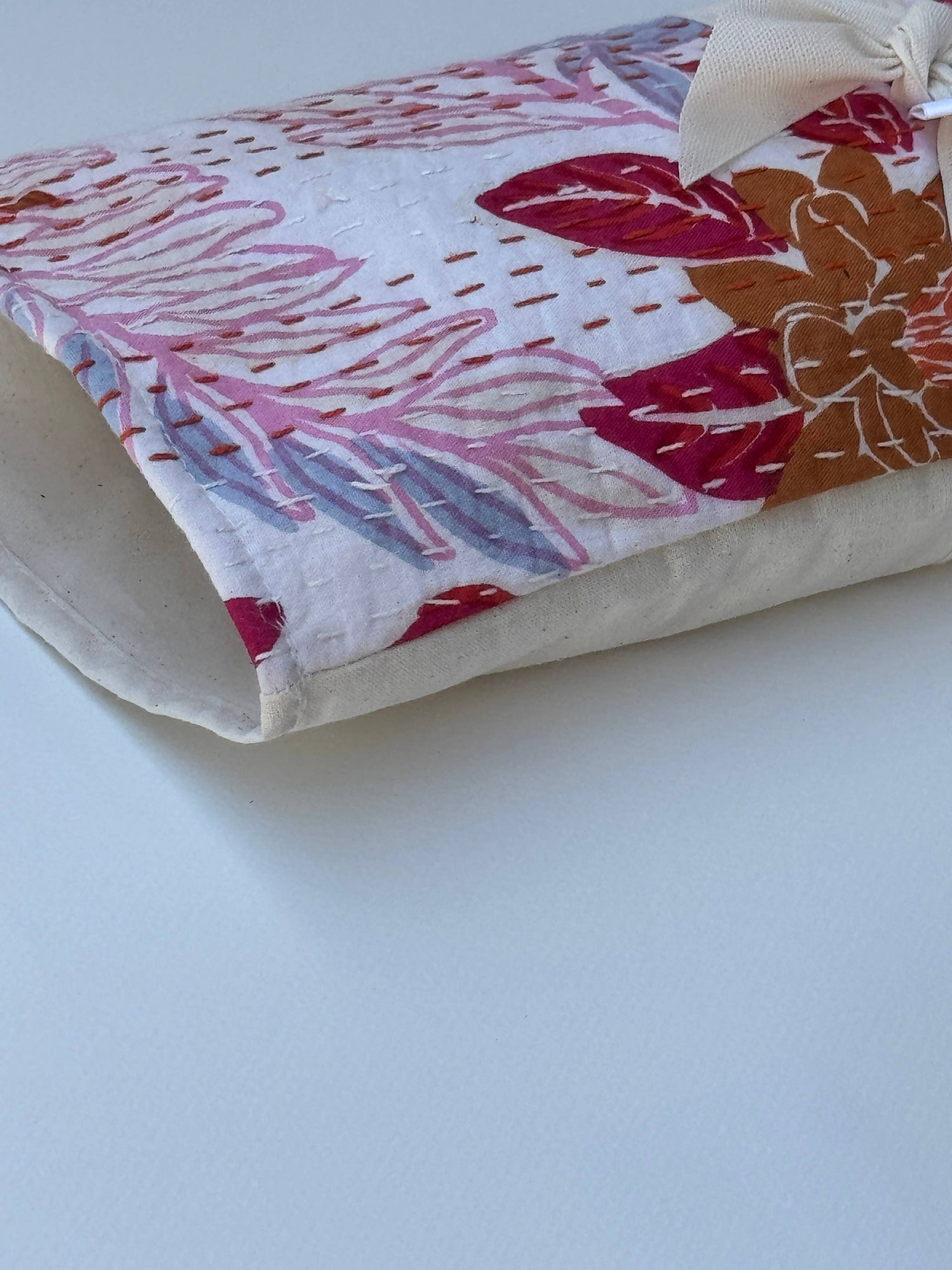 Floral Kantha Lavender Tummy &amp; Neck Pillow