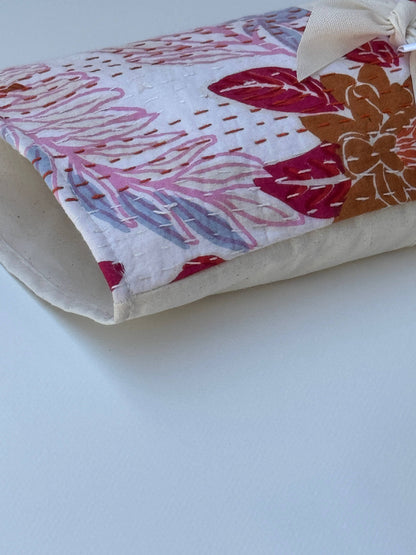 Floral Kantha Lavender Tummy &amp; Neck Pillow