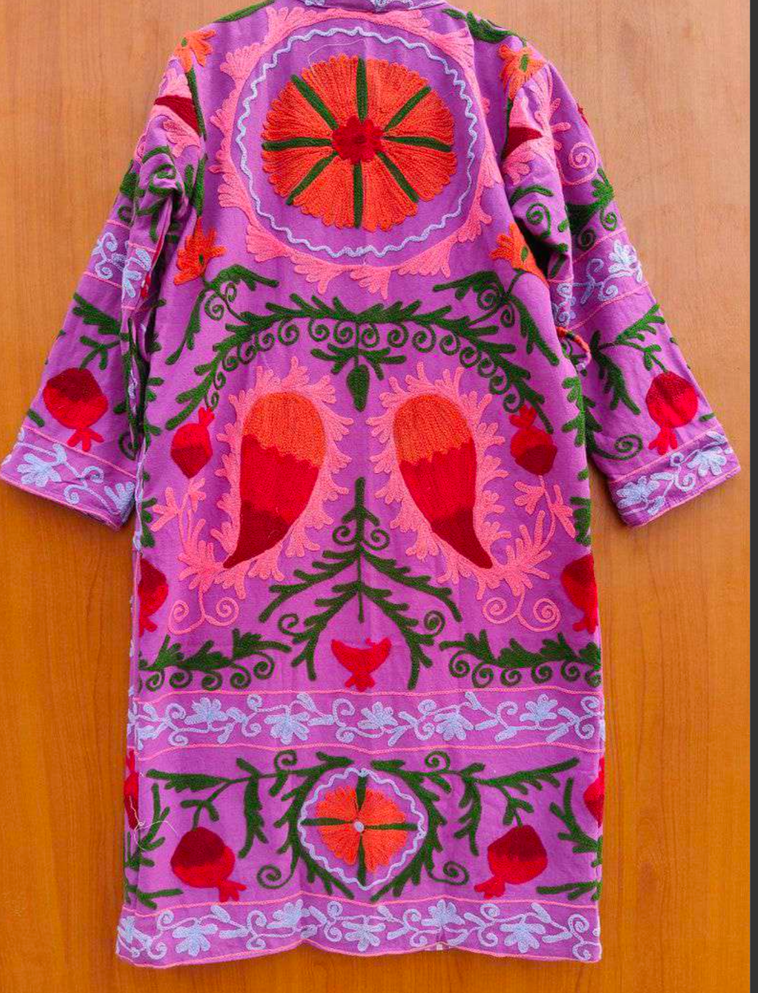Premium Quilted Suzani Kimono | Reversible Pink Hand-Block Print Robe