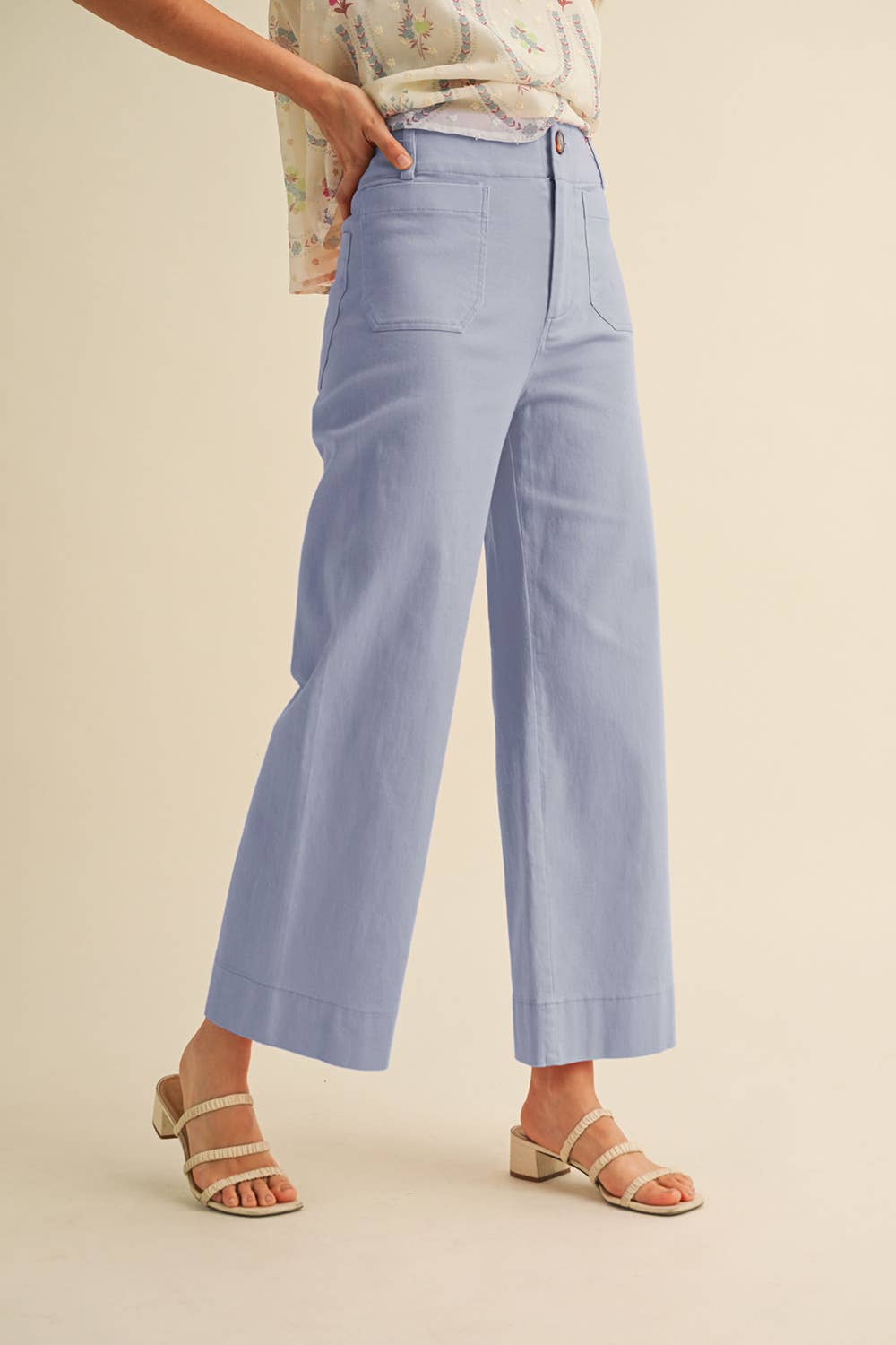 High Waist Cropped Wide Leg Pant