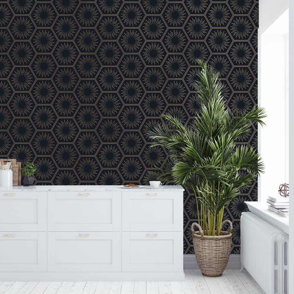 Hello Sunshine Gatsby Gold P&amp;S Wallpaper, 56 sq. ft.