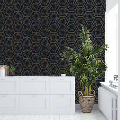 Hello Sunshine Gatsby Gold P&amp;S Wallpaper, 56 sq. ft.