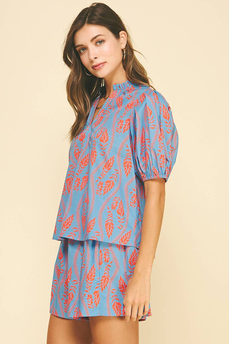 Botanical Print Blouse Top