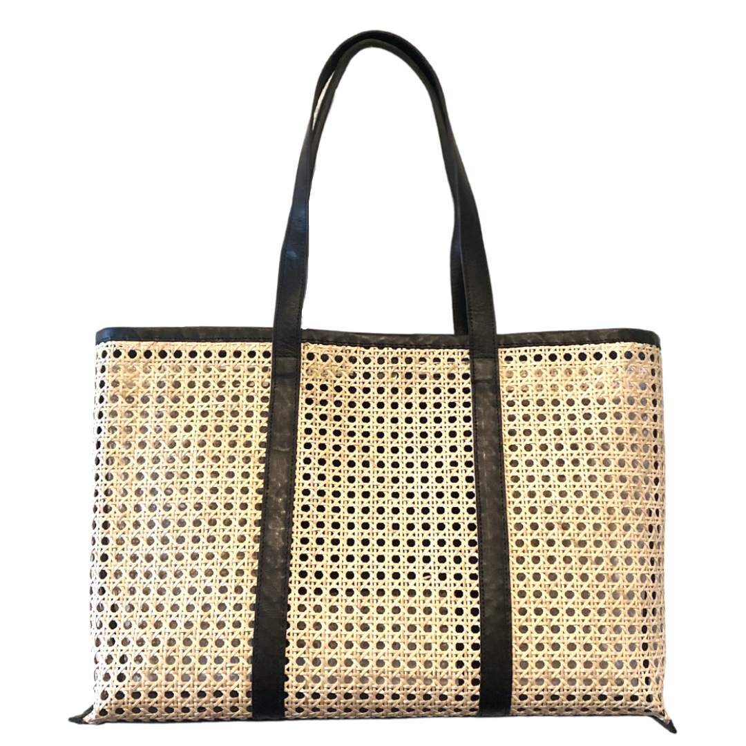 Cane &amp; Leather Large Tote