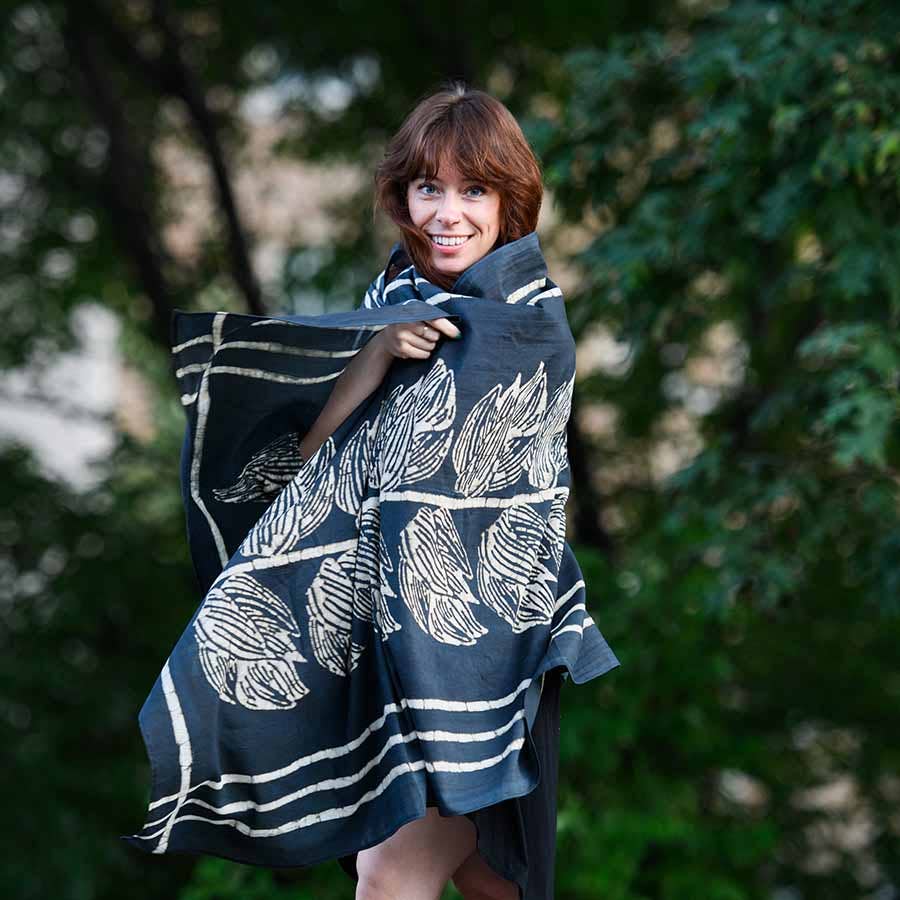 Artisan handmade cotton blockprint women scarf/wrap - Jungle