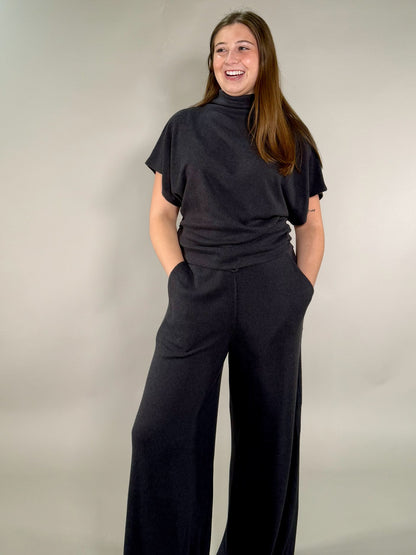Soft Touch Ribbed Wide-Leg Lounge Pants