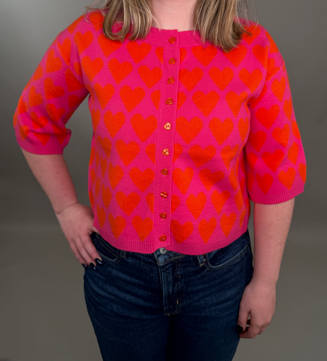 The Bold Heart-Print Cardigan