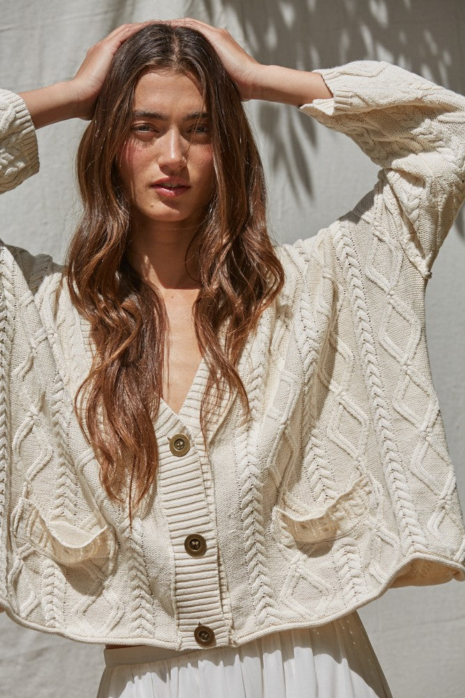 Boho Oversized Cable-Knit Cardigan