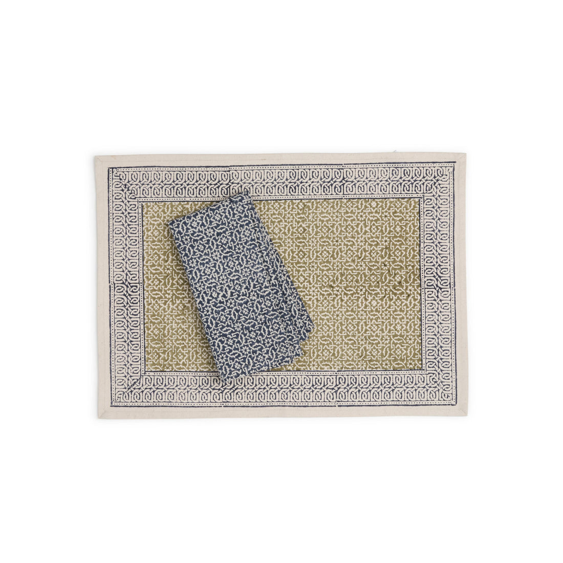 Fragrant Meadow Placemat (Set of 4), Hand Block Printed