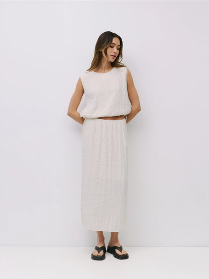 Sleeveless Drawstring Hem Top