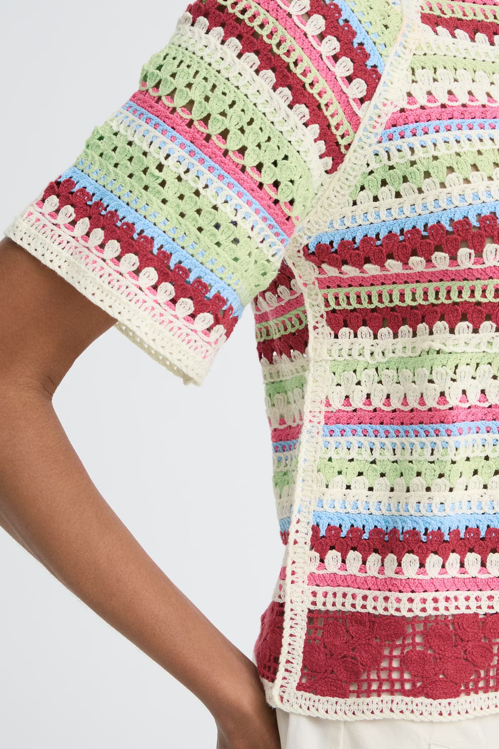 Multicolored Striped Crochet Top