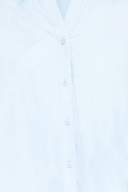 Boxy V-Neck Button-Up Shirt