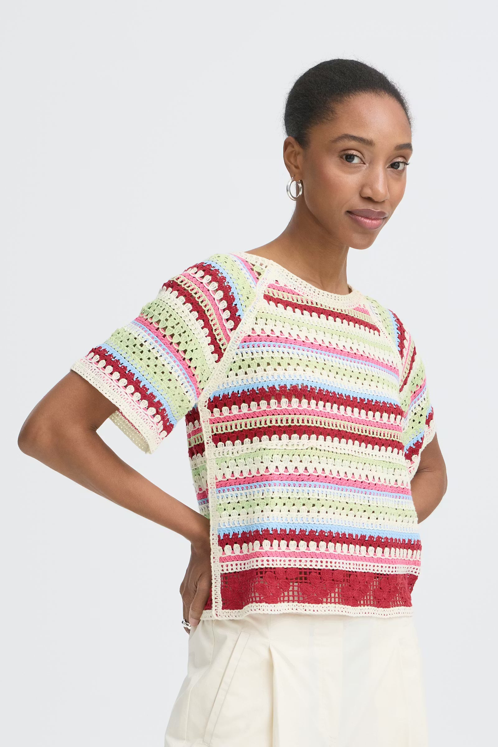 Multicolored Striped Crochet Top