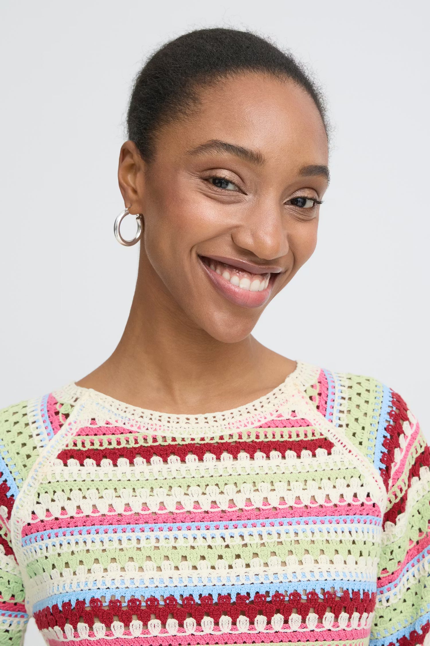 Multicolored Striped Crochet Top