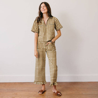 Painted Gingham Wide Leg Pant