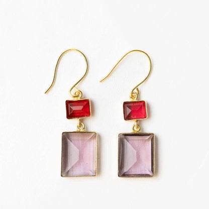 Veronica Two Tone Color Cut Glass Dangle Earring